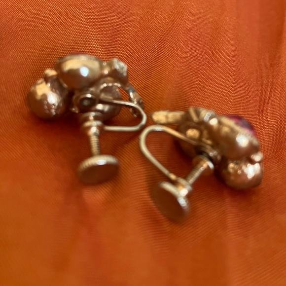 Vintage pink crystal earrings - Picture 2 of 2